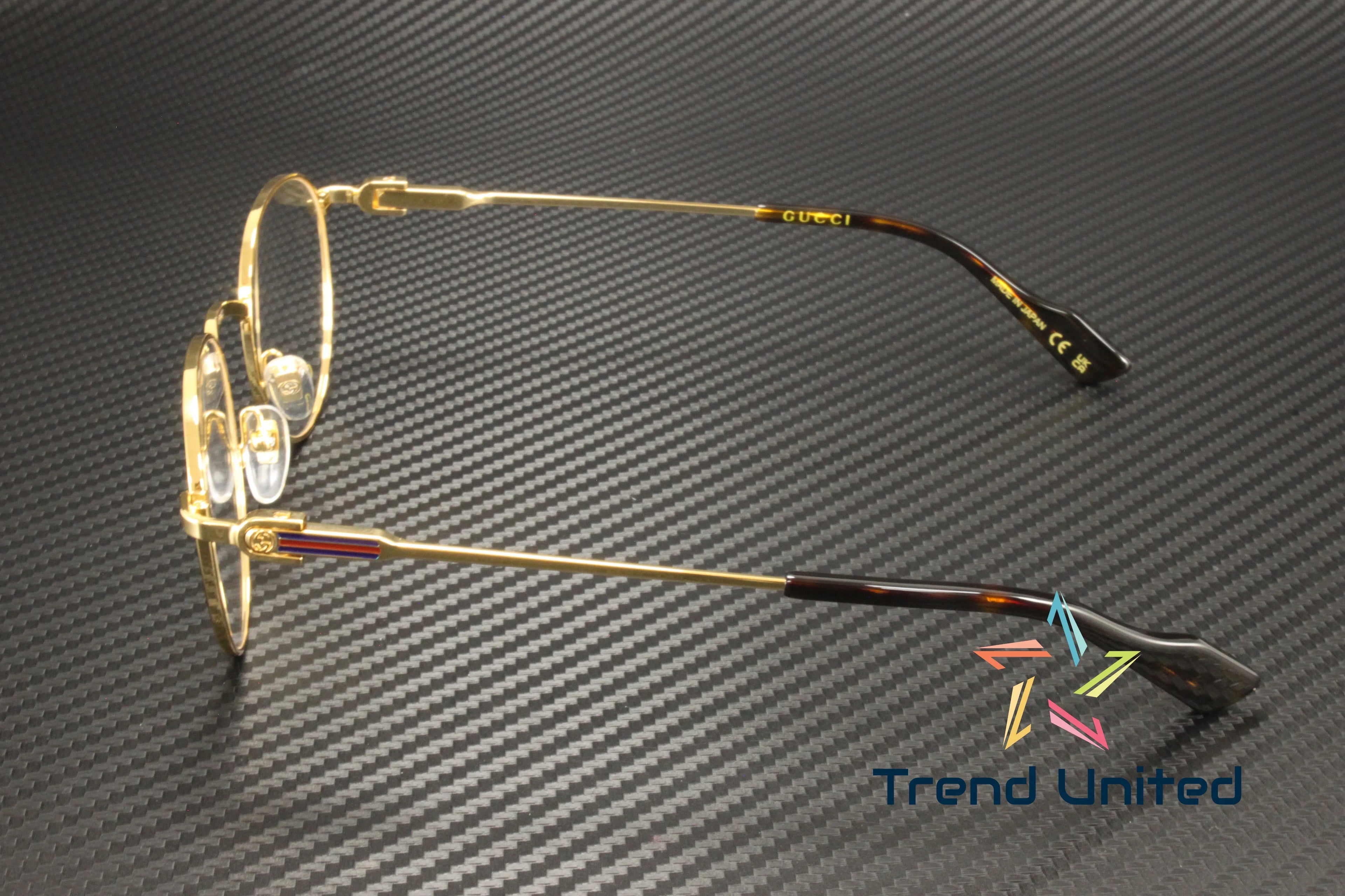 GUCCI GG1222O 002 Round Oval Panthos Metal Gold Demo Lens 48 mm Men's Eyeglasses