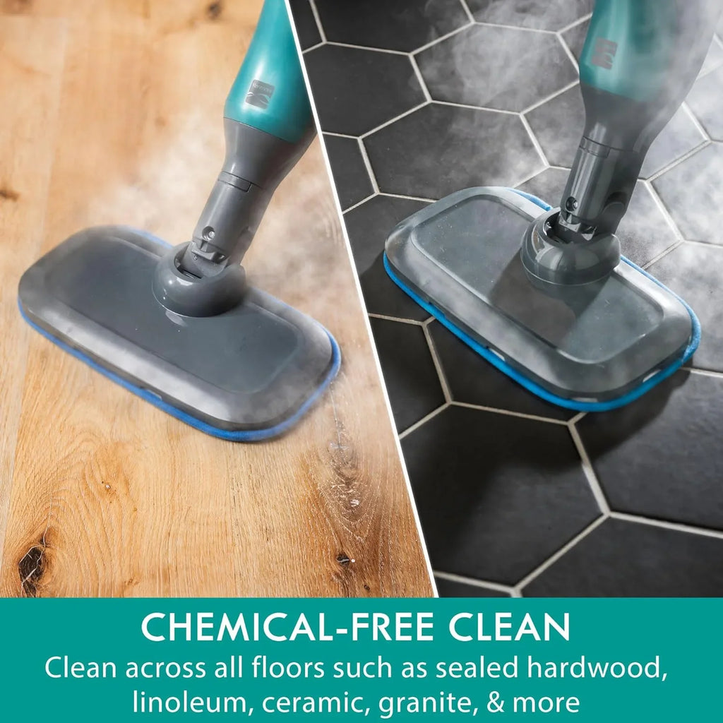 Kenmore SizeM2050 2-in-1 Sizeteam Mop Hard Floor Cleaner with 2 Modes & 2pcs Washable Pads for Carpets, Rugs and Upholstery, Green