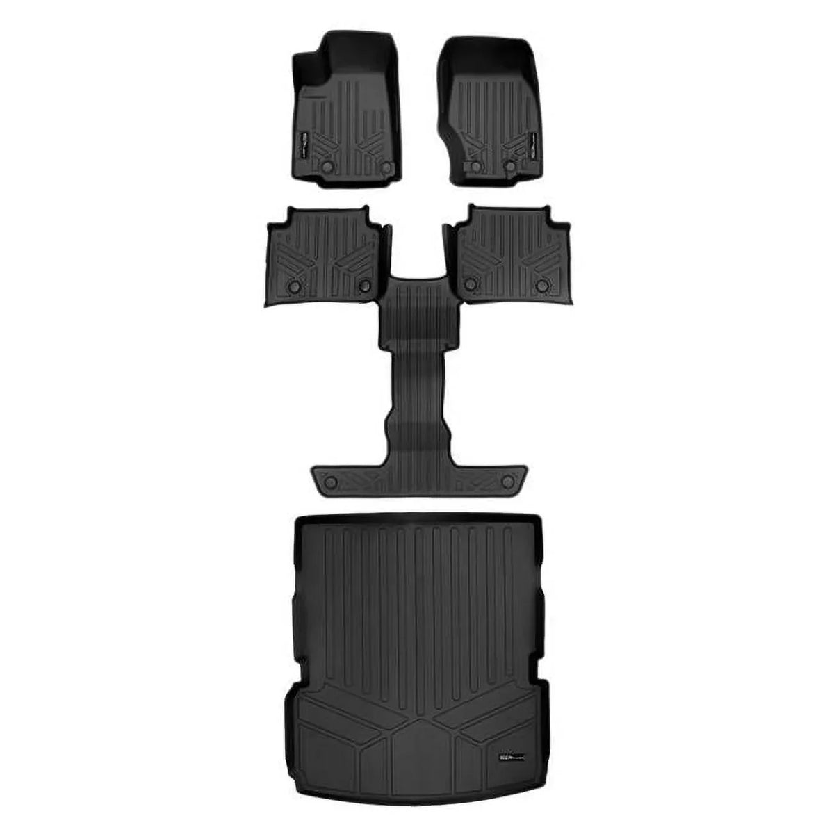 SizeA0568-B0570-D0568 All Weather Custom Fit Black 3 Row & Cargo Liner Behind the 2nd Row Floor Mat Liner Sizeet for 2021-2023 Jeep Grand Cherokee L, Black