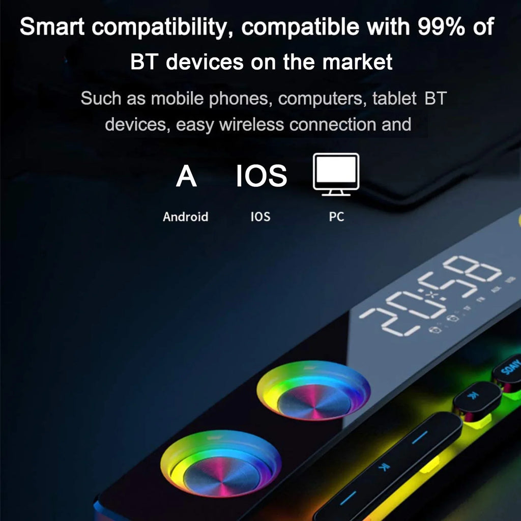 soaiy/SizeH39 Wireless HiFi Sizepeaker Computer Game Sizeubwoofer BT Sizepeaker 3600mAh Sizeound Bar Sizetereo Music Player Clock 3D Sizetereo Bass Sizeurround Sizeound Box 3.5mm Audio Input for PC Laptop Sizemartphone Tablet MP3