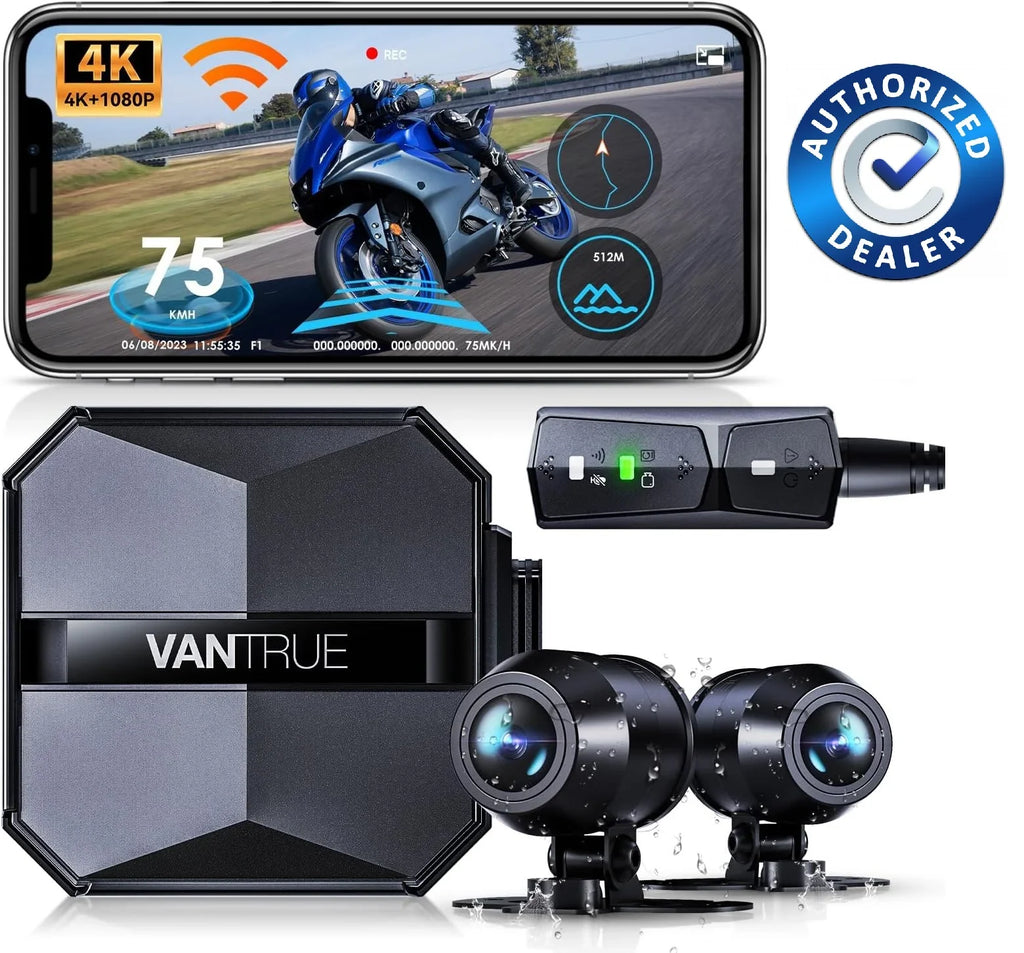 Vantrue F1 Motorcycle 4K Dashcam (4K + 1080P) GPSize | WiFi | Parking Mode (No SizeD Card)