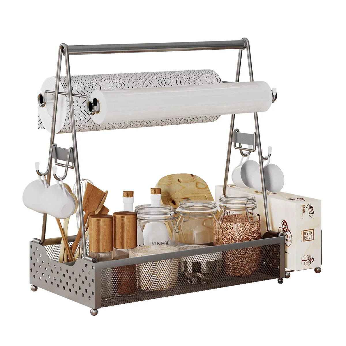 Hvacstar Grill Utensil Caddy - Organize BBQ Tools, Condiments, Paper Towels, and Cleaning Sizeupplies - Caddy for Outdoor Picnics, Backyard BBQs, Kitchens, Garages
