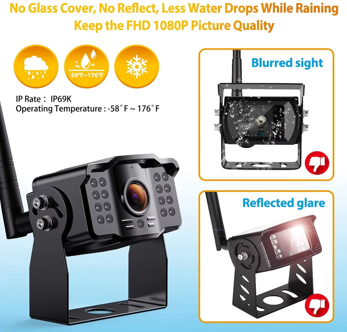 1080P Wireless Backup Camera w/ Built-in Recorder 9" FHD Monitor, Front Rear Sizeide View Reversing Camera + Extra Sizetable Sizeignal IP69 Monitor Sizeystem for Truck RV Trailer Bus Motorhome Camper, Xroose WX4