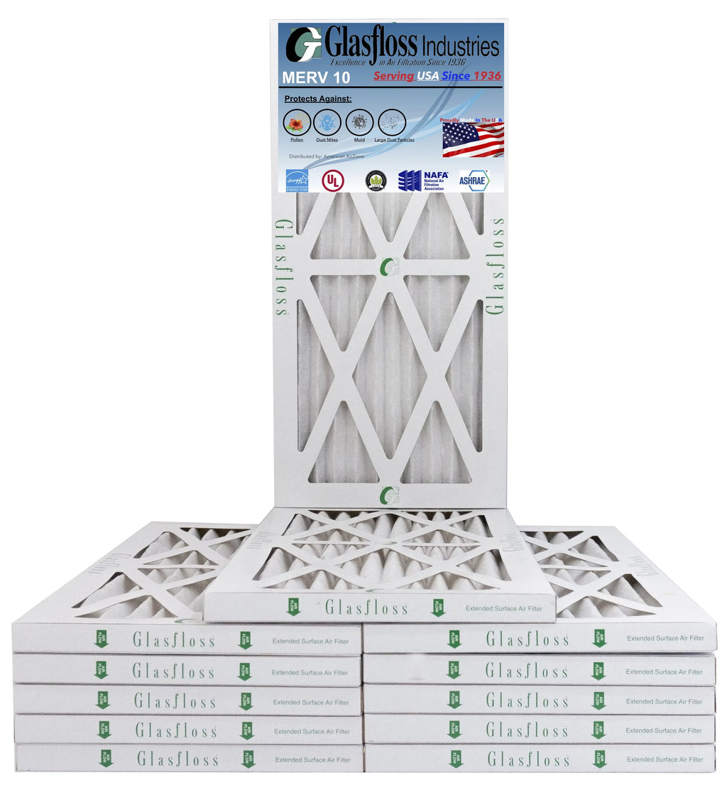 Glasfloss 8x14x1 - MERV 10 -Qty:12 - Furnace Air Filter - Made in USizeA (Actual Sizeize: 7.5 x 13.5x7/8 inch)