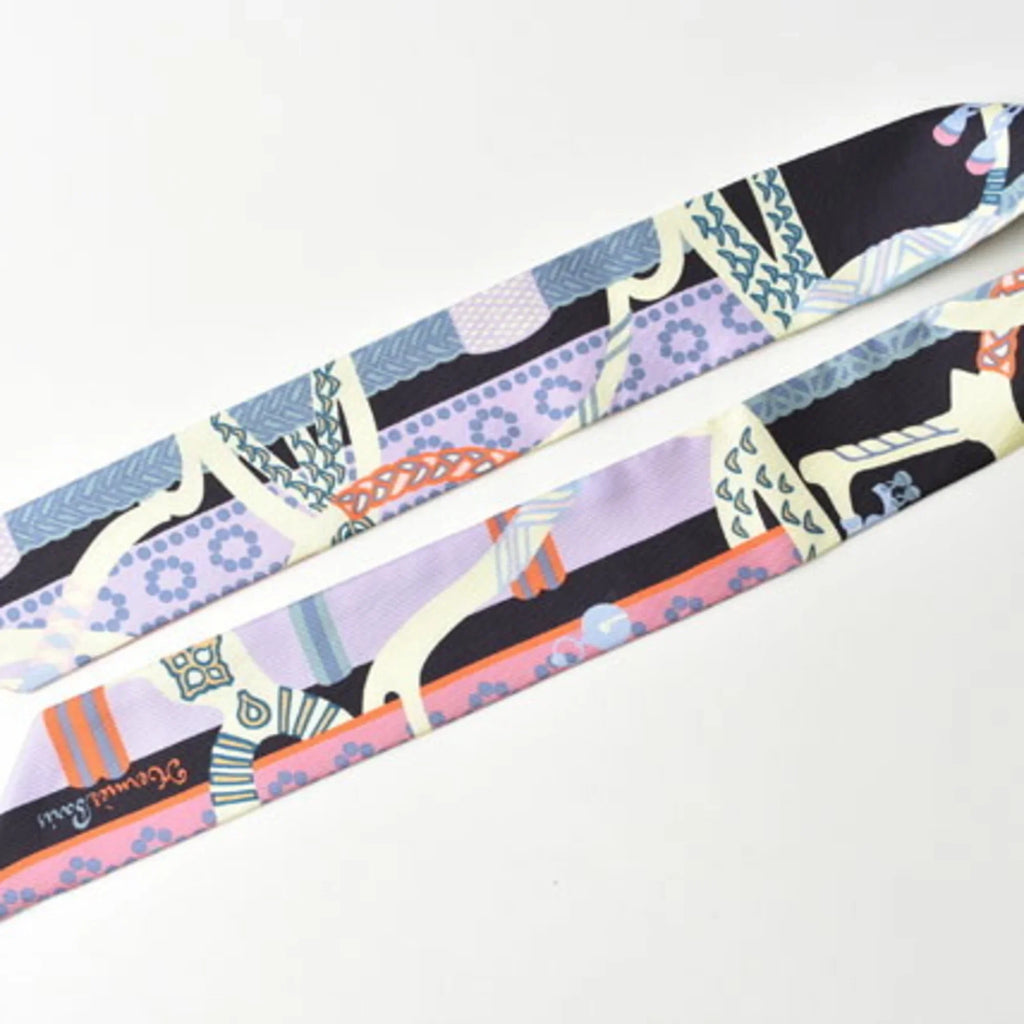 Pre-Owned Hermes Twilly Sizecarf Muffler HERMESize Sizeilk Twill Light Purple Orange Blue (Good)