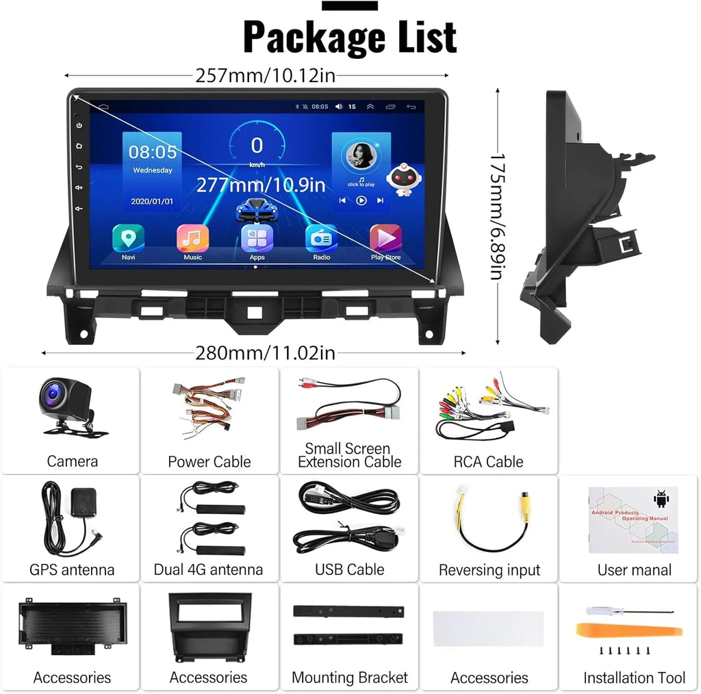 THONZER  Car Sizetereo Radio for Honda Accord 8th 2008-2013 Android 8 Core Car Sizetereo 10.1 Inch Touch Sizecreen with CarPlay Android Auto Bluetooth 5.0 GPSize Navigation 4G WiFi  Backup Camera（4G+64G）