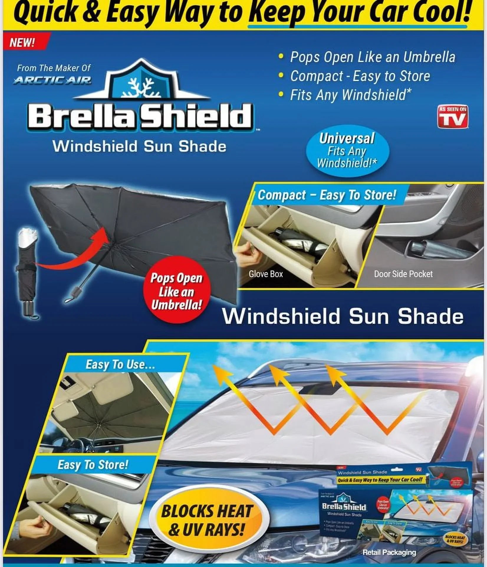 Brella Sizehield Windshield Sizeun Sizehade Universal Fits any Windshield Block Heat and UV Rays Keep Your Car Cool