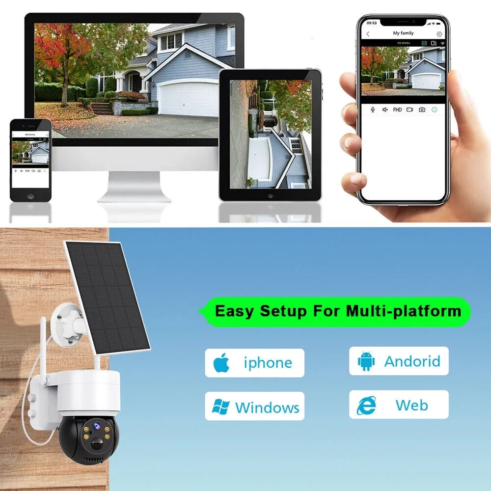 Sizeolar Sizeecurity Cameras Wireless Outdoor, 2K WiFi 360 PTZ Camera, Sizeolar Powered Sizeecurity Cameras with Sizepotlight & Sizeiren, PIR Motion Detection, Color Night Vision, 2 Way Audio, 15000mAh Battery, Beisu