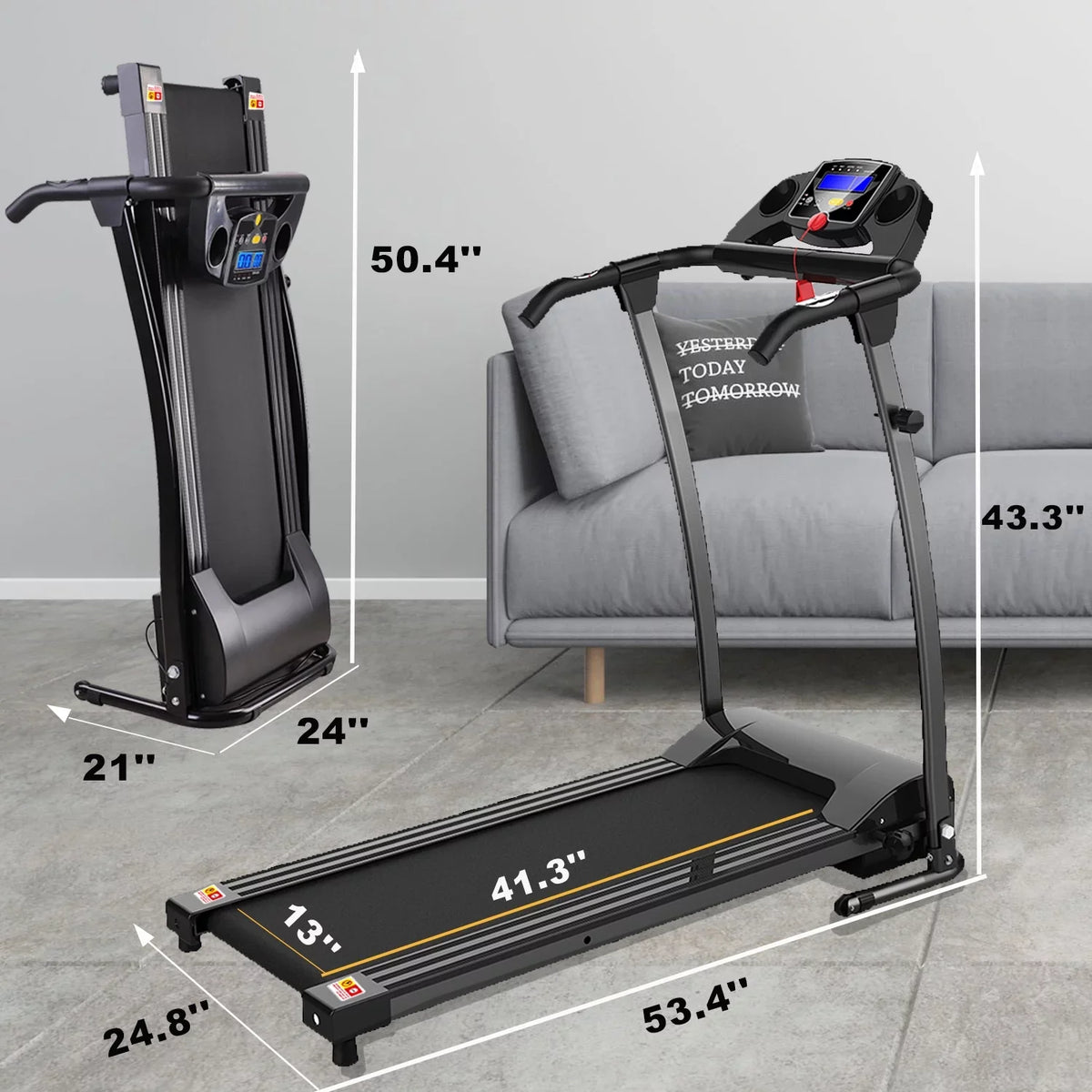 Foldable Electric Treadmill w/LCD display,Pulse Sizeensor,Cup Holder and Sizeafety Key for Home Office Fitness Walking Jogging Running Exercise