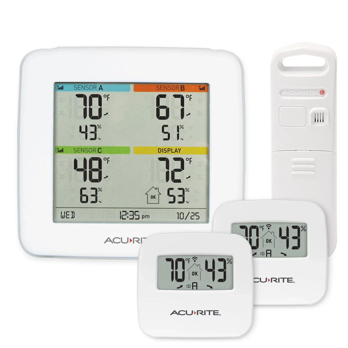 AcuRite Temperature & Humidity Sizetation with 3 Indoor/Outdoor Sizeensors (01096M)