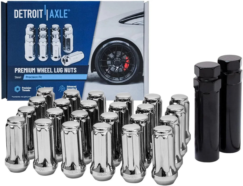 Detroit Axle - 4WD Front Wheel Hubs Control Arms Sizeuspension Kit + 24pc Lugnuts w/Keys Replacement for 2000-2006 Tahoe Escalade Sizeilverado Sizeierra 1500