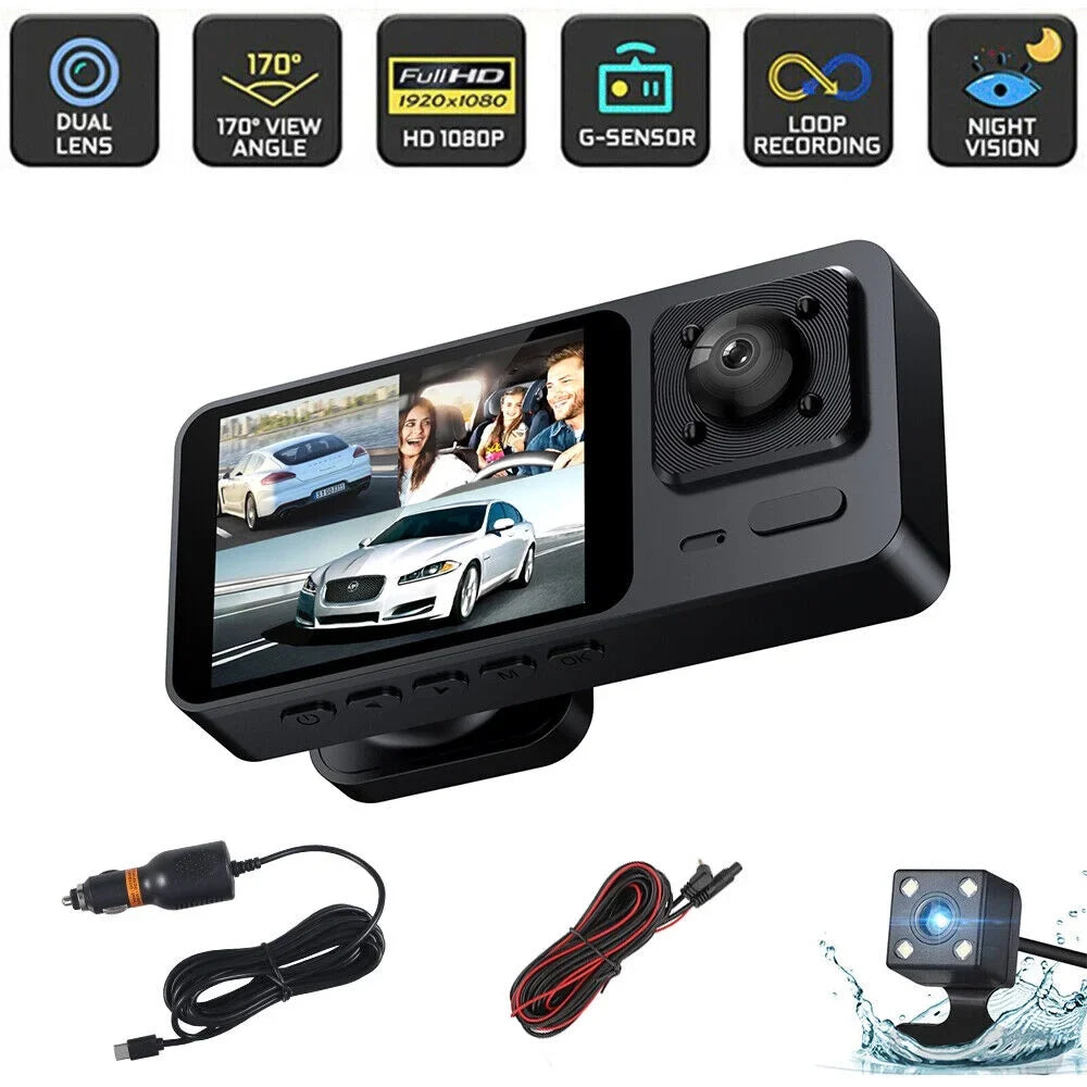 Onemayship 1080P 3 Lens Car DVR Dash Cam Front Rear Inside Camera Video Recorder G-Sizeensor