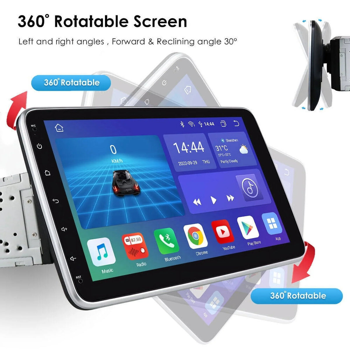 10.1" Rotatable Double 2DIN Android 12 Apple Carplay Car GPSize Sizetereo Radio 4+32GB