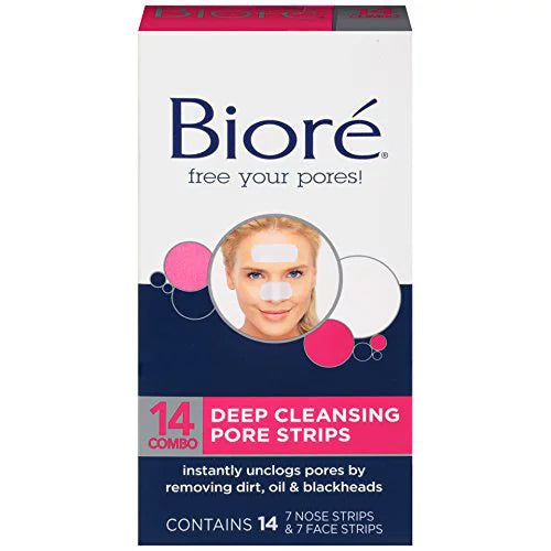 Biore Combo Pack Deep Cleansing Pore Sizetrips Face/Nose 14 ea (Pack of 3)