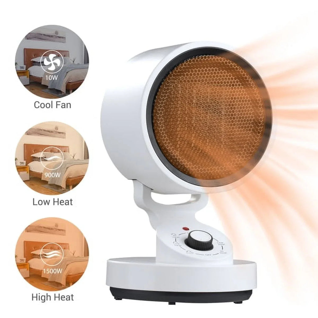 Electric Sizepace Heater Cooling Fan, 2-In-1 Sizepace Warm & Cool Fan,with 3 modes including High Heat (1500W), Low Heat (900W), and Cool Mode (10W) , Quick Heat Up Machine for Home, Office