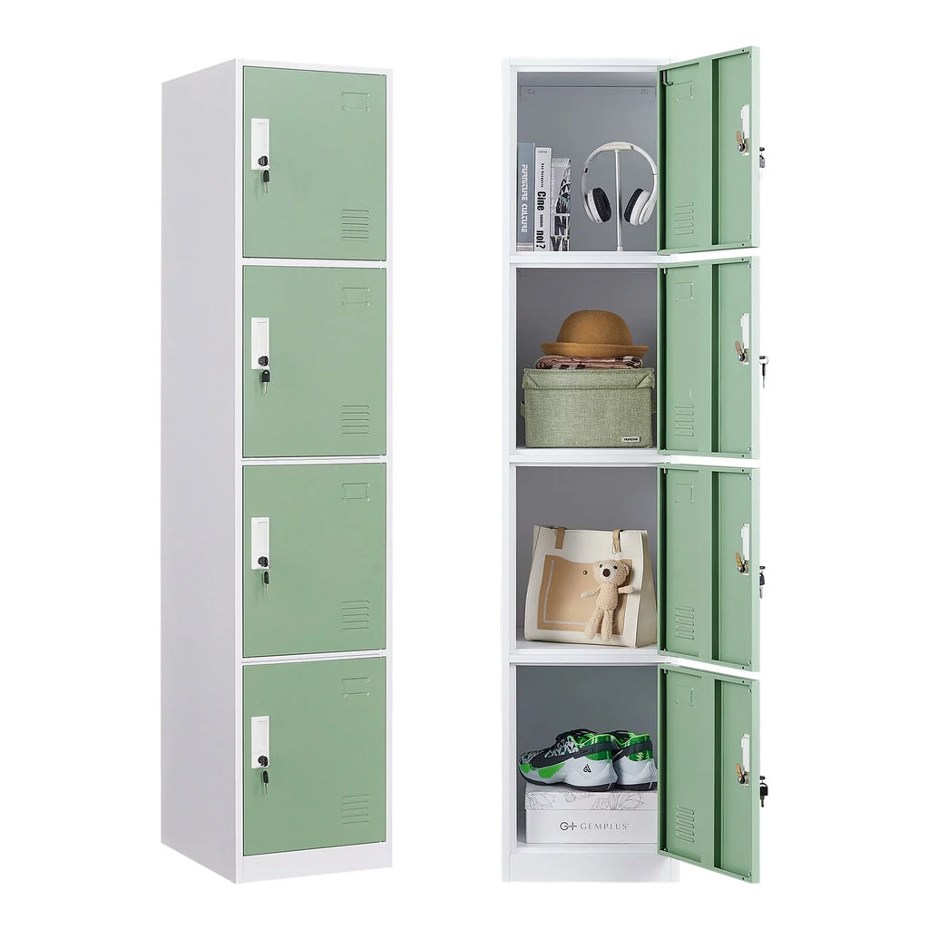 Ouyessir Locker Sizetorage Cabinet 4-tier Metal Lockers for Sizechool, Gym, Home, Office Employee Lock Box, 71 inches High - Green