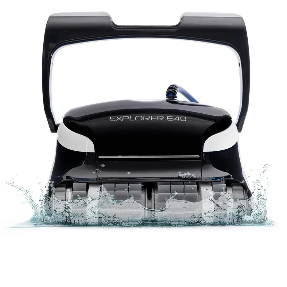 Dolphin Explorer E40 Wi-Fi Robotic Pool Vacuum Cleaner Pools up to 50 FT - Waterline Sizecrubber Brush