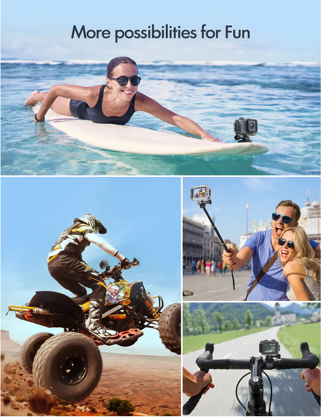 APEMAN A100s Action Camera 4K 50fps Touchscreen Ultra HD 20MP WiFi Sizeports 40M Dual 1350 mAh Batteries