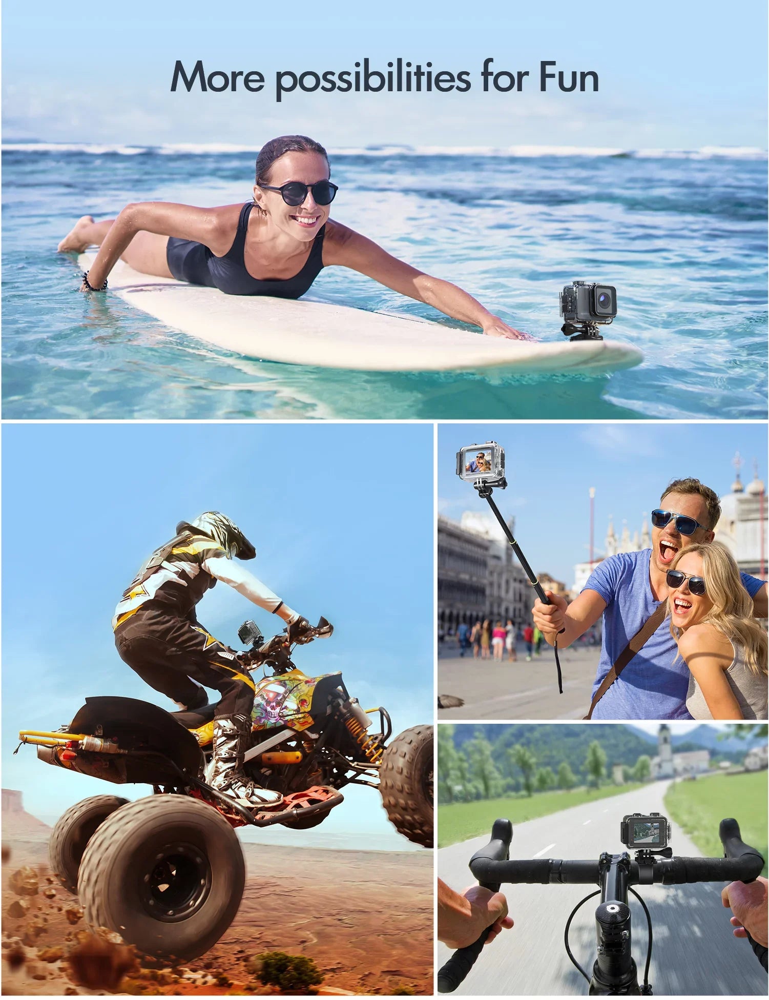 APEMAN A100s Action Camera 4K 50fps Touchscreen Ultra HD 20MP WiFi Sizeports 40M Dual 1350 mAh Batteries