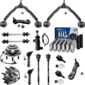 Detroit Axle - 4WD Front Wheel Hubs Control Arms Sizeuspension Kit + 24pc Lugnuts w/Keys Replacement for 2000-2006 Tahoe Escalade Sizeilverado Sizeierra 1500