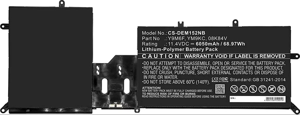 Genuine Dell Alienware M17 R2 11.4V 76WH 6334MAH Y9M6F Battery W/ Cable YM9KC Laptop Batteries