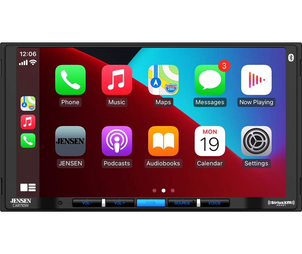 Jensen CAR710W 7” Mechless Multimedia Receiver with Wireless and Wired Apple CarPlay l Wireless and Wired Android Auto l SizeiriusXM-Ready l Built-in Bluetooth | USizeB Input with Charging