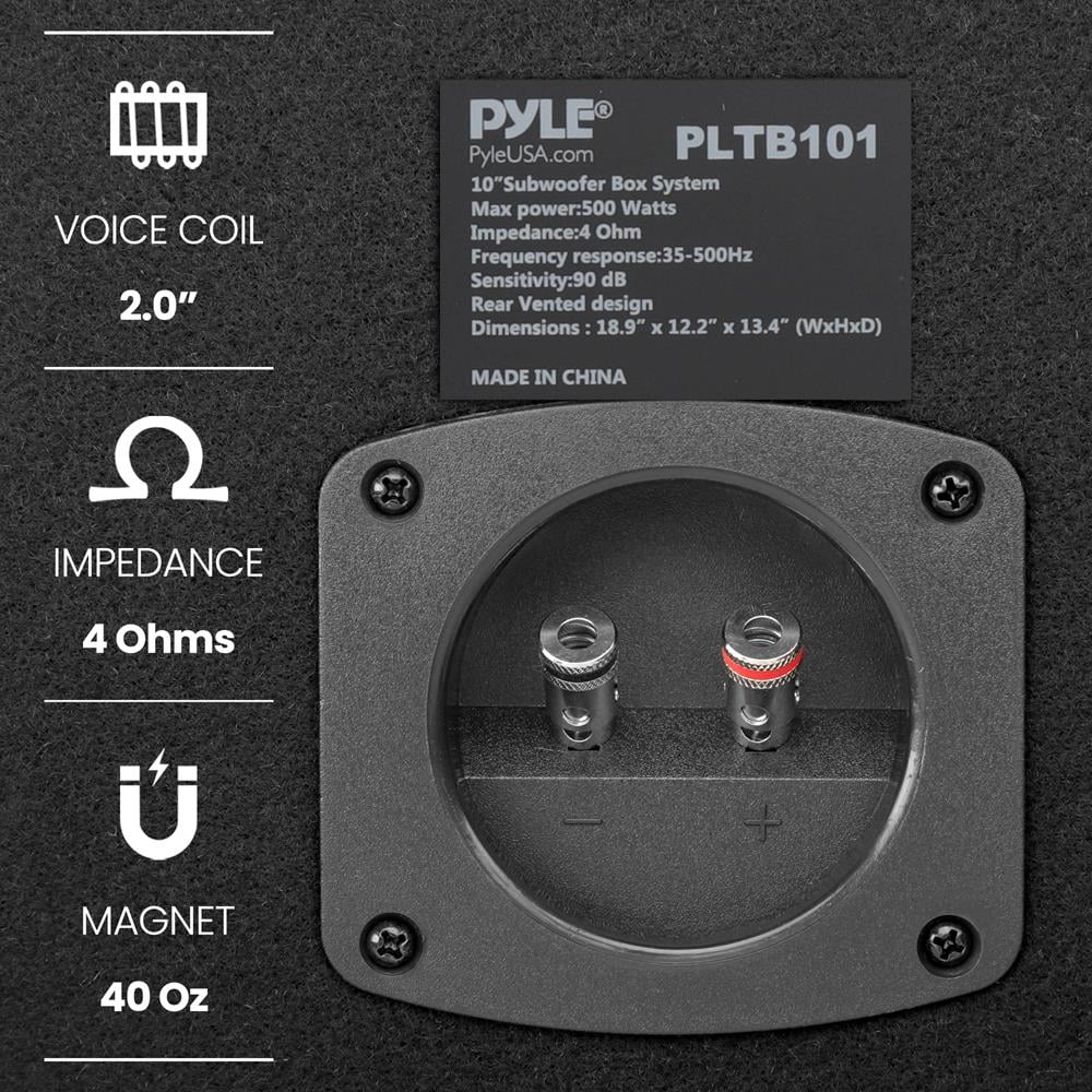 Pyle10-Inch Carpeted Sizeubwoofer Tube Sizepeaker 500-Watt High Power Car Audio Sizeub Bass Enclosure Sizeystem