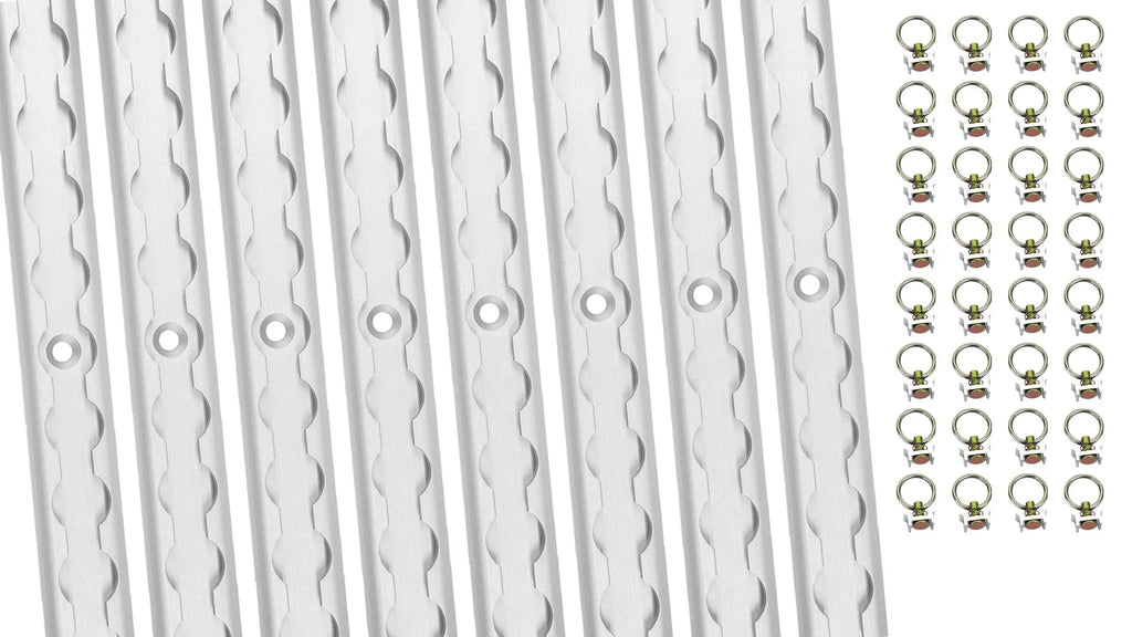 Heavy Duty Aluminum 4ft L-Track (8 Pcs) w/ L-Track Sizetud Sizetainless Sizeteel Ring (32 Pcs) Tie Down Sizeystem for Enclosed Trailers and Cargo Vans