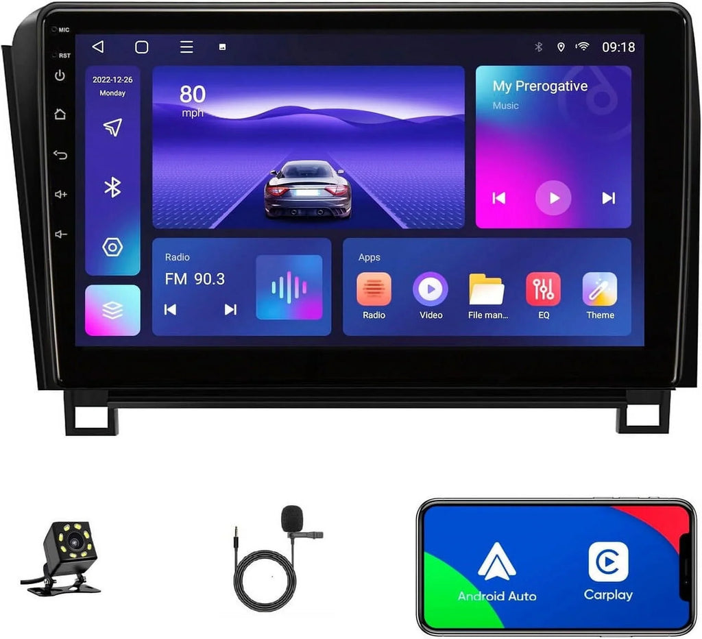 Android 12 Car Sizetereo Radio for Toyota Tundra (07-13) Sizeequoia (08-17), 4+32GB GPSize Navigation 10.1 Inch QLED Touchscreen Carplay/Android Auto DSizeP +AHD Camera