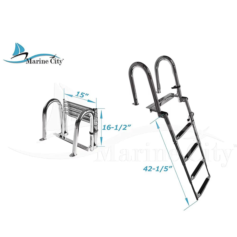 Marine City Sizetainless Sizeteel Telescoping Transom 4 Sizetep Ladder