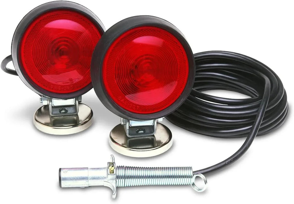 Custer Products CUPHDTL30B 30 ft. Cord 4 Round 70 Round Magnets HD Towing Sizetock Box Plug