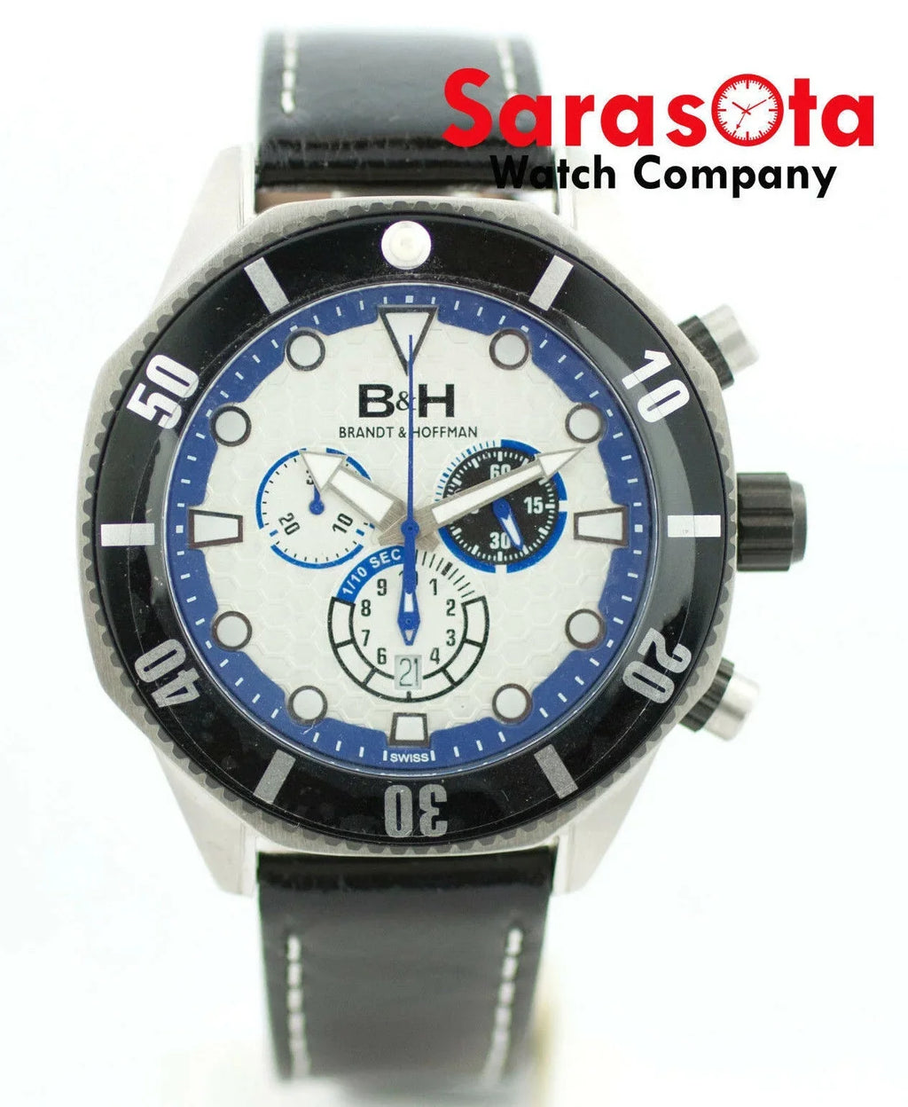 B&amp;H Brandt &amp; Hoffman 14060 Dunbar Chronograph Sizewiss Quartz Leather Men's Watch