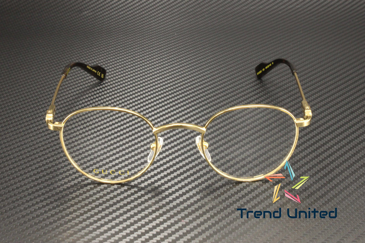 GUCCI GG1222O 002 Round Oval Panthos Metal Gold Demo Lens 48 mm Men's Eyeglasses
