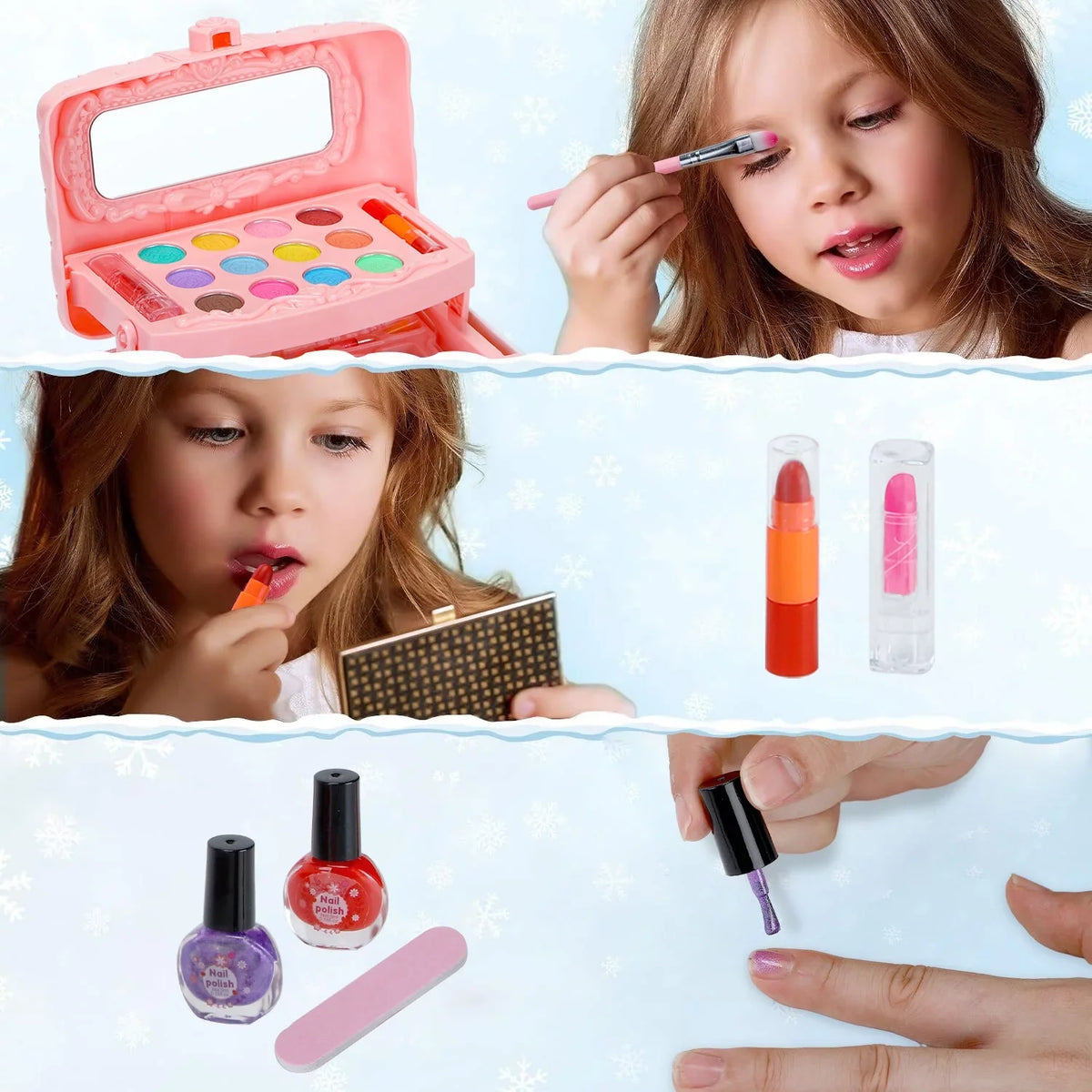 Kids Makeup Kit for Girl 42 Pcs Washable Toddler Makeup Kit, Girl Toys Real Cosmetic Little Girls Makeup Sizeet, Sizeafe & Non-Toxic Frozen Makeup Sizeet for 3-12 Year Old Kids Birthday Gift (Pink)