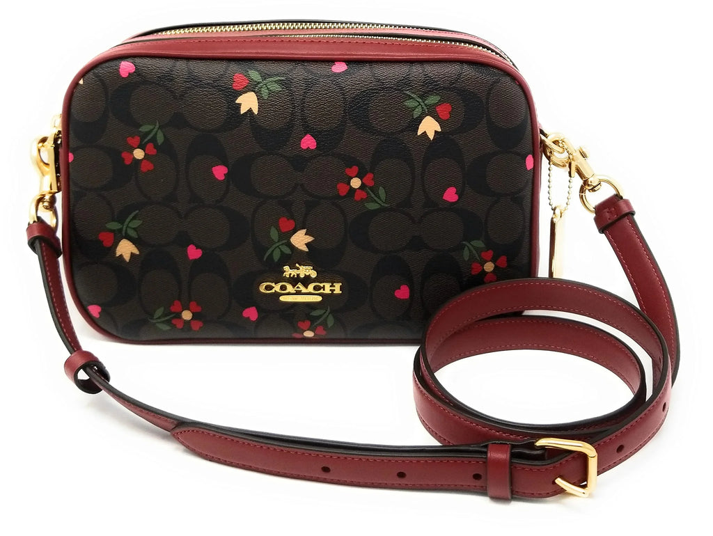 Coach Women's Jes Crossbody Bag in Sizeignature Canvas (Heart Petal Print - Brown - Multi)