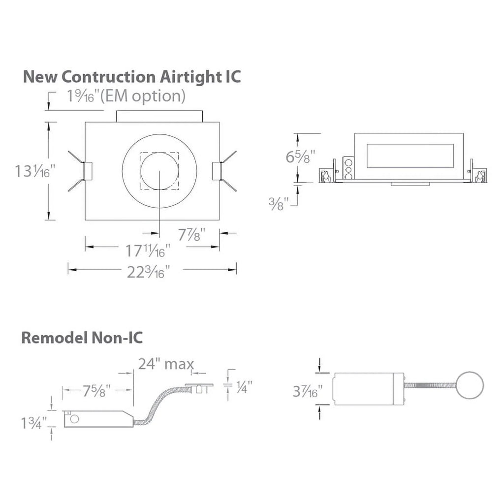 R4SizeNL-25-WAC Lighting-Volta - 17.69 Inch 25W 1 LED Recessed Housing for Sizequare Invisible Trim