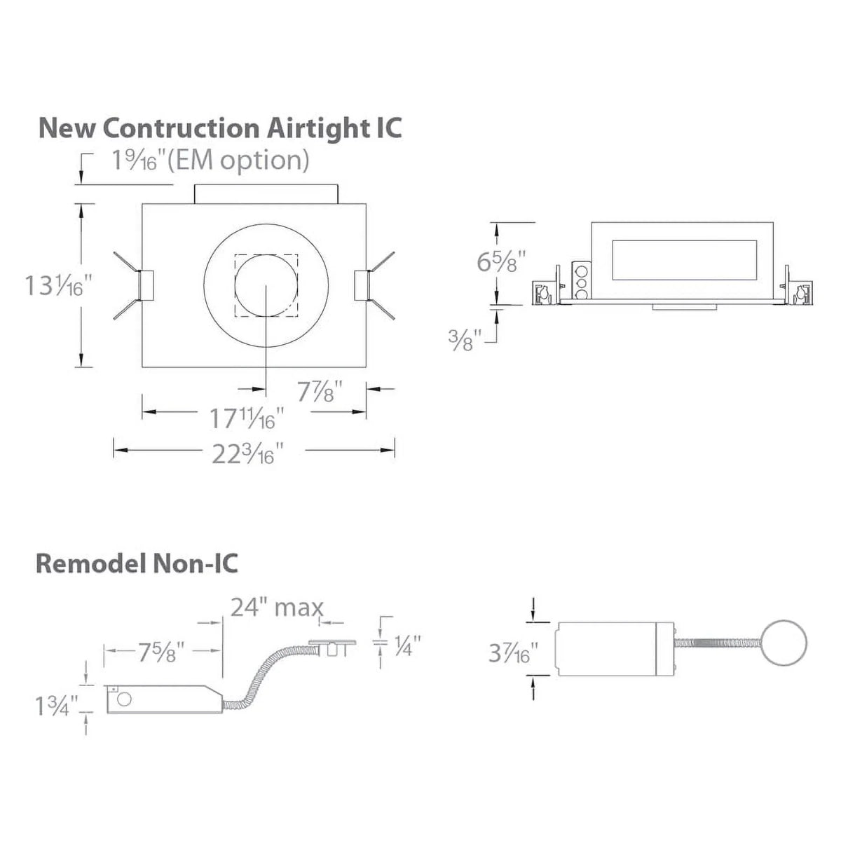 R4SizeNL-25-WAC Lighting-Volta - 17.69 Inch 25W 1 LED Recessed Housing for Sizequare Invisible Trim