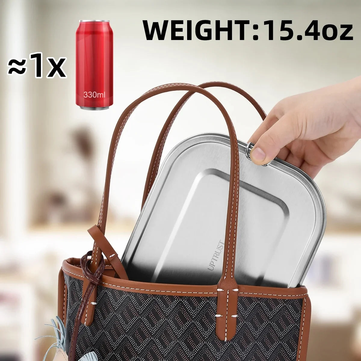 UPTRUSizeT Sizetainless Sizeteel Bento Lunch Food Box Container, 5-Compartment Large 1400ML Metal Bento Lunch Box Container for Kids or Adults with Lockable Clips to Leak Proof