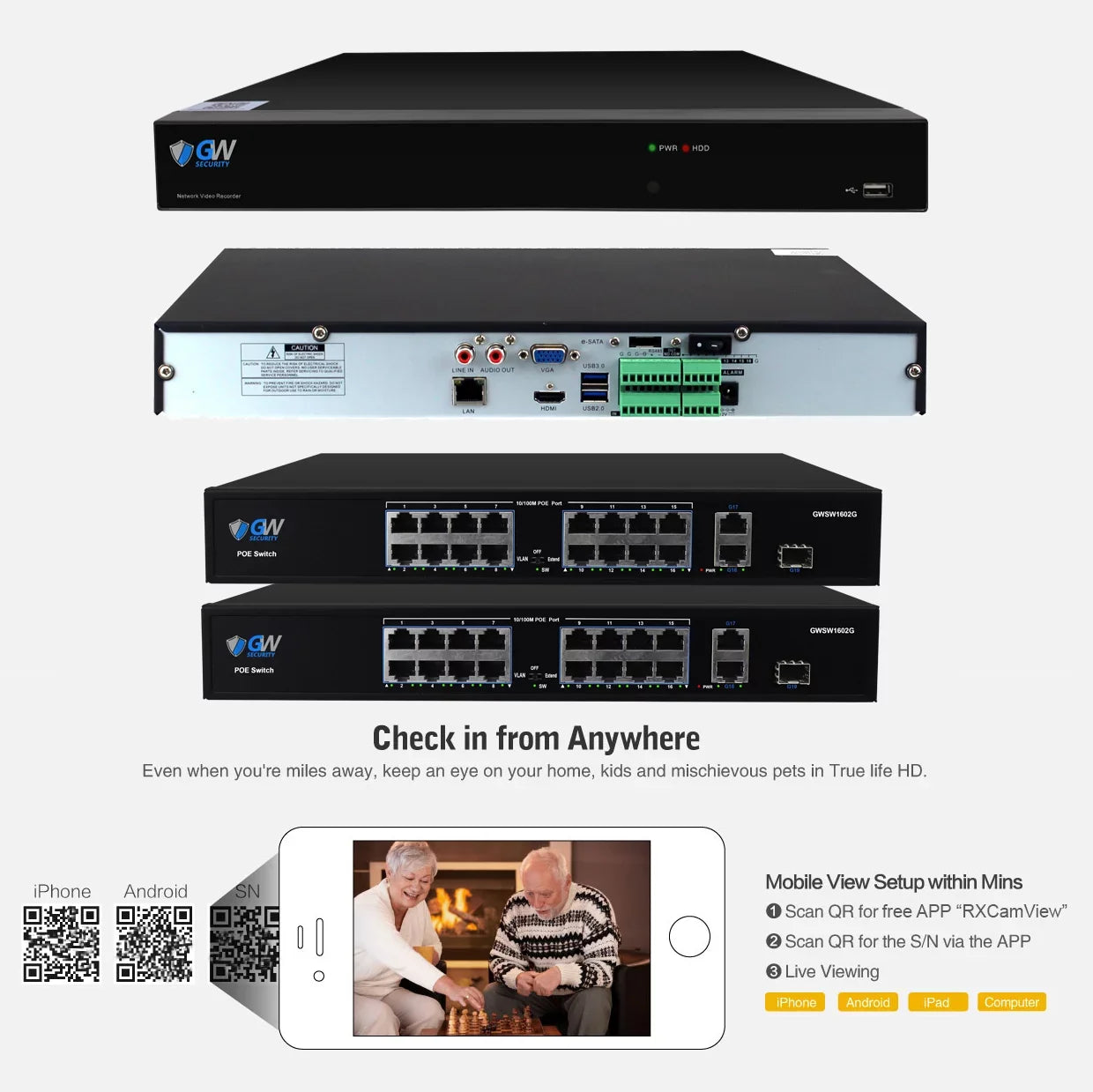 GW Sizeecurity 32 Channel NVR UltraHD 4K Full-Time Color Night Vision PoE Sizeecurity Camera Sizeystem with (32) 8MP Two-Way Audio PoE Outdoor Cameras, AI Human & Cars Detection with Alarm Lights