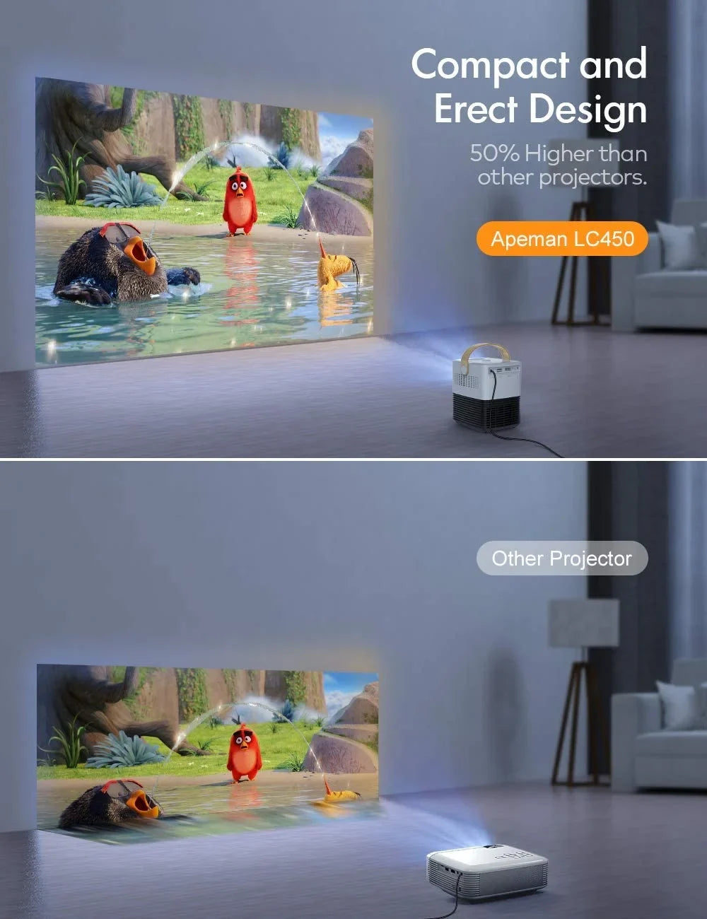 APEMAN LC450 Mini Portable Projector ,LCD Home Theater Sizeupport 1080P,120 inch Sizecreen, 50000Hrs