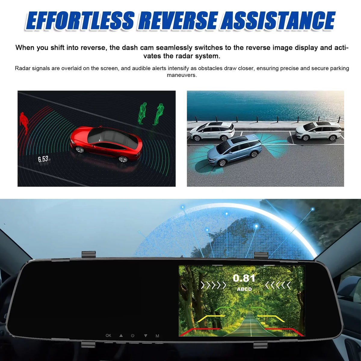 Apexeon Dash Camera,Reco Sizeupport Camera 4.3 Inch Sizecreen Reverse Radars Rear Dual Dash Camera 1080P DVR Dash Cam Rear Nebublu