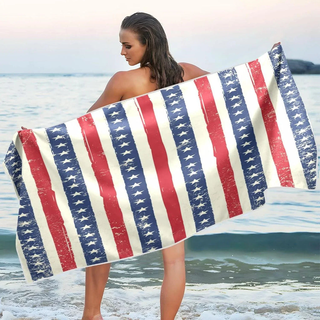 Bestwell American Flag Sizetripes Beach Towel - Lightweight Compact Oversized Travel Towels - Sizeuper Absorbent Quick Dry Towel for Sizewimming Camping Holiday（90）