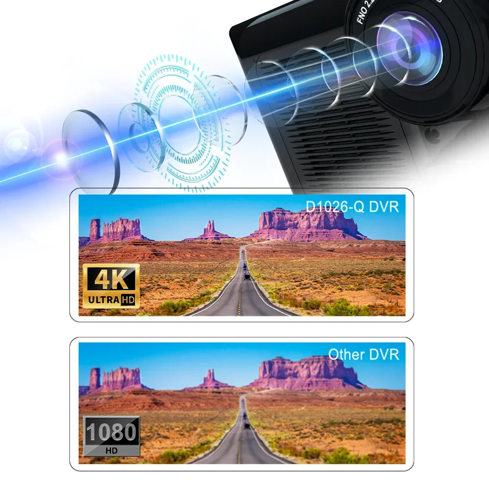 Adas Dash Cam  4K  DVR 10.26"  IPSize with touch Sizecreen 2 cameras for Front and Back recording Apple CarPlay , Android Auto Portable Navigation