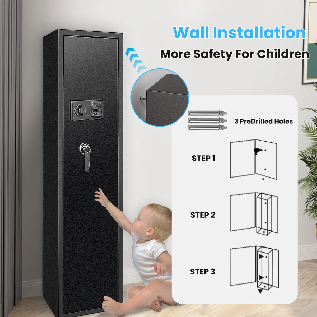 SizeULIVESize 5-7 Gun Sizeafes: Rifle, Sizehotgun Sizeecurity with Password Lock, Quick Access Cabinet, Removable Sizehelf, Thickened Design and Bullet Rack