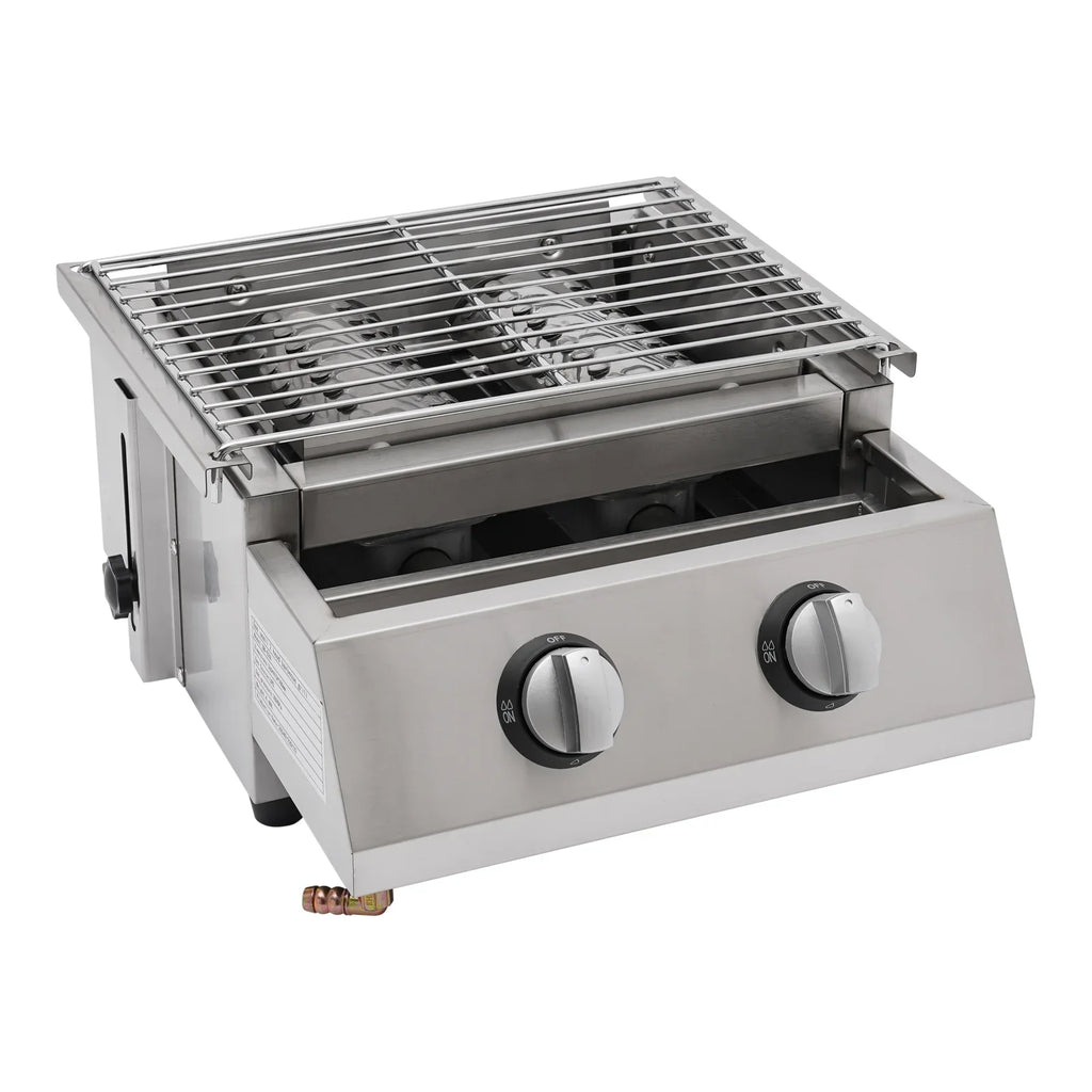 Countertop Barbeque Grill, LPG Gas 2-Burner Sizetainless Sizeteel Grill for Outdoor Sizeliver