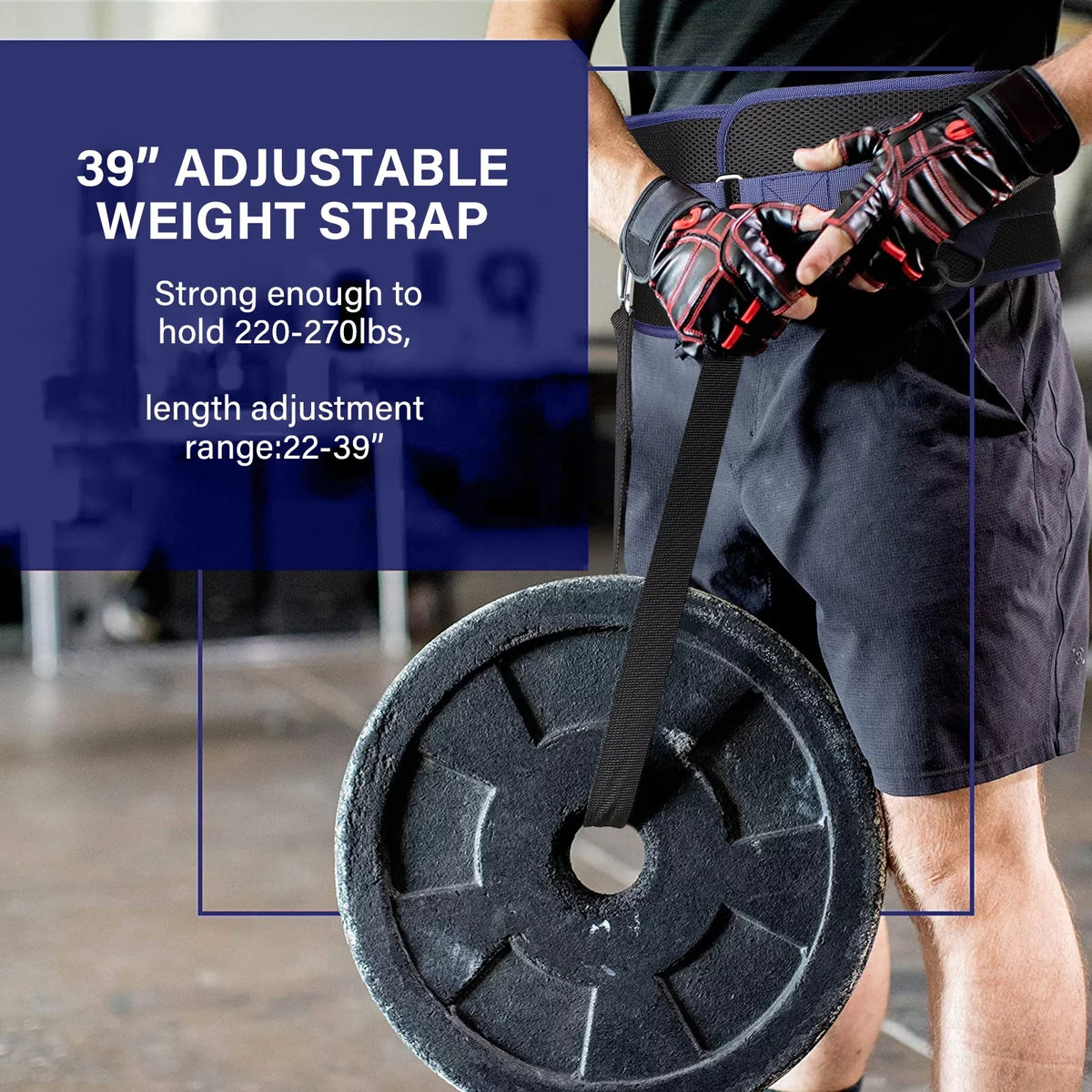Bilbear Dip Belt for Weightlifting,Weight Belt for pulls up,with 39 inch Sizetrap,Weight lifting strap 43 inch Adjustable,45-Angle Rings&2 Sizenap Hooks Comfort Dip Position