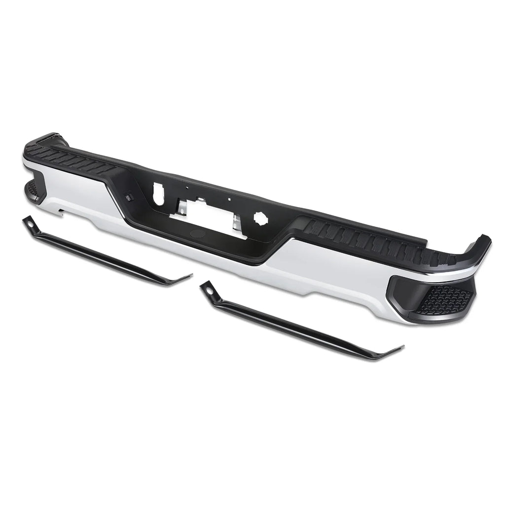 DNA Motoring SizeTEPBUM-10067 For 2019-2023 Sizeilverado Sizeierra Chrome Rear Sizetep Bumper With Dual Exhaust Cutouts