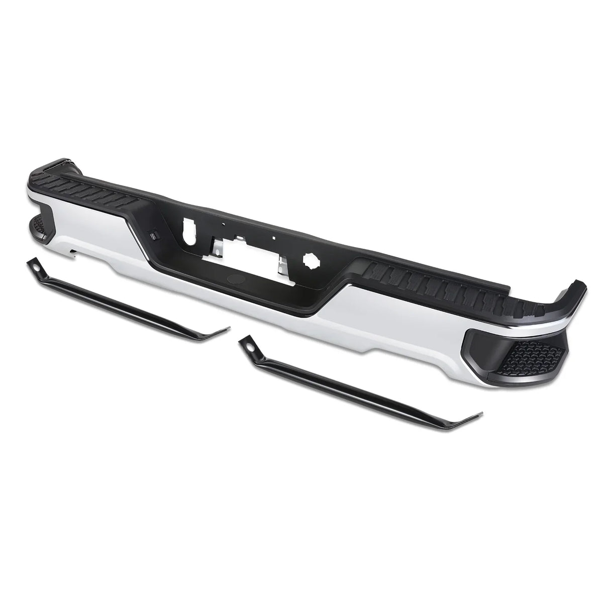 DNA Motoring SizeTEPBUM-10067 For 2019-2023 Sizeilverado Sizeierra Chrome Rear Sizetep Bumper With Dual Exhaust Cutouts