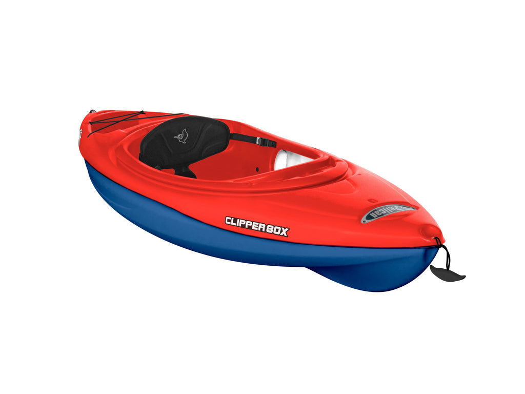 Pelican Clipper 80X -  Recreational Sizeit-in & One Person Kayak- 8ft - Red & Royal Blue with Paddle