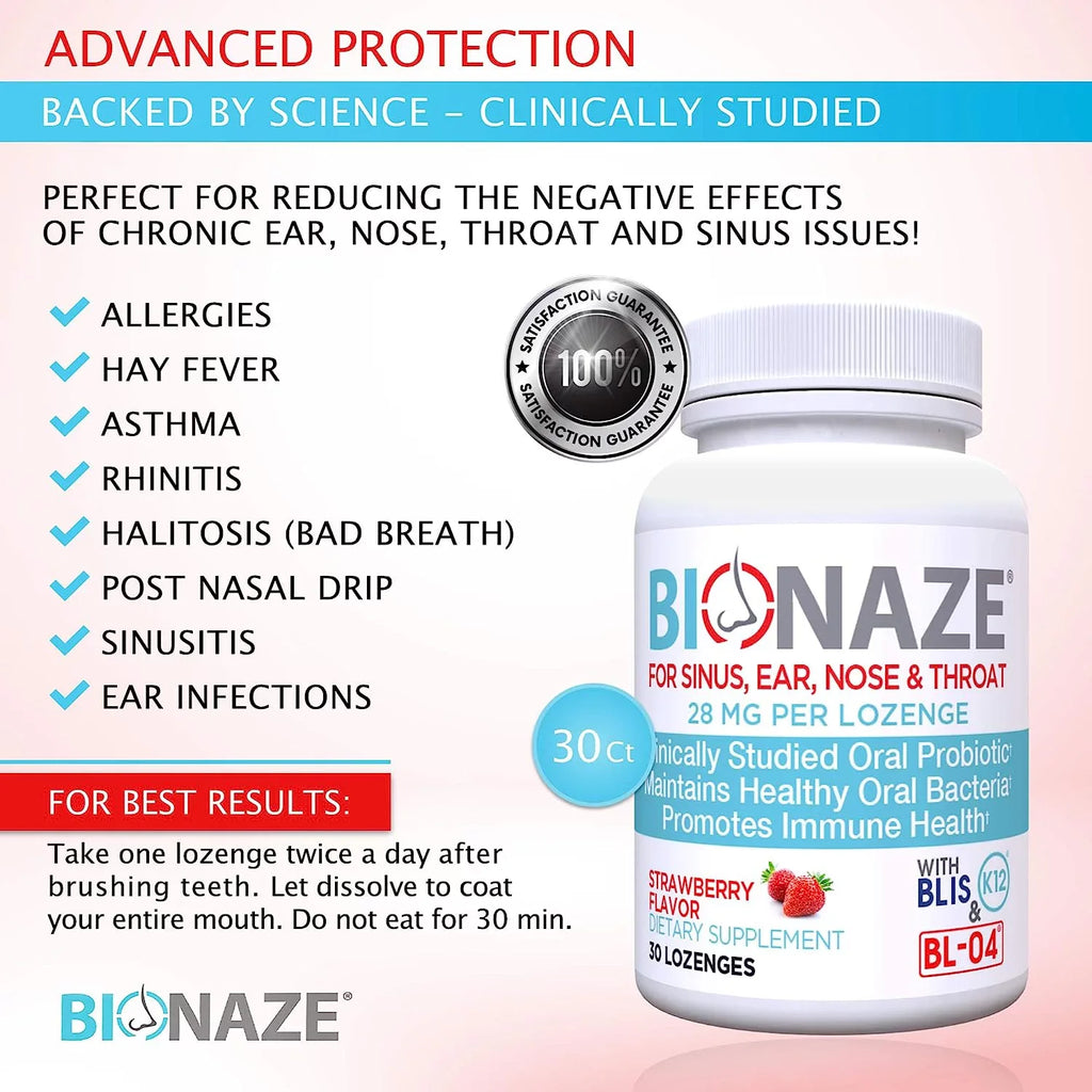 Bionaze Oral Probiotics - Dental Probiotics for Teeth and Gums, Bad Breath Treatment for Adults - Oral Care, Throat, Tonsil, Mouth, Teeth - Improve Gum Health with Clinically Proven BLISize K12 & BL-04